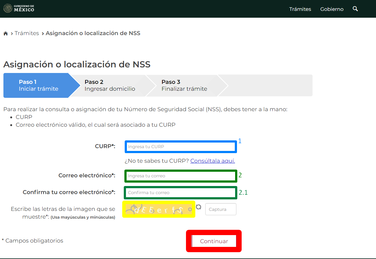 Asignación o localización de NSS